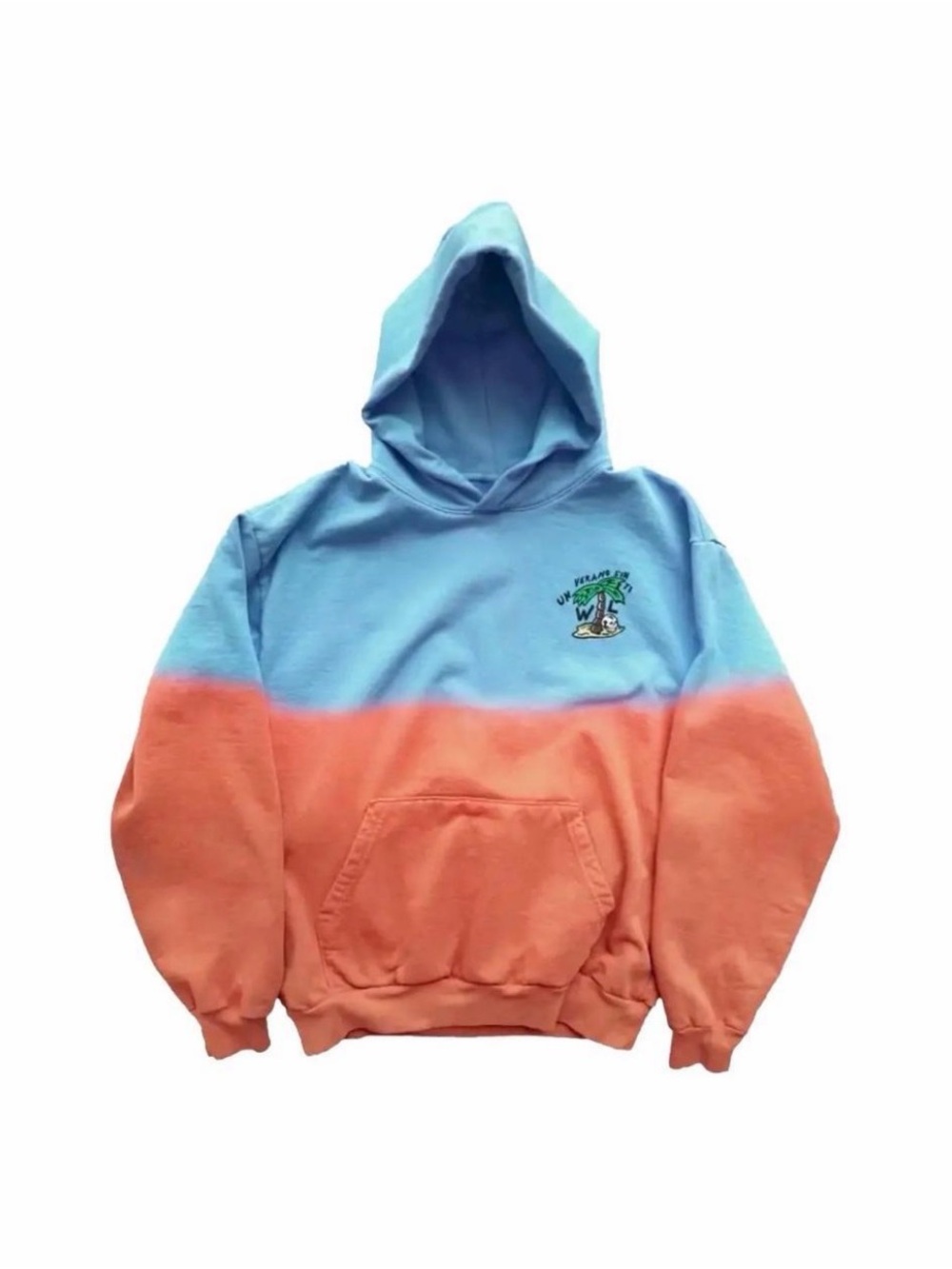 Warren Lotas x UN VERANO SIN TI Two-Tone Blue and Coral Hooded Sweatshirt
